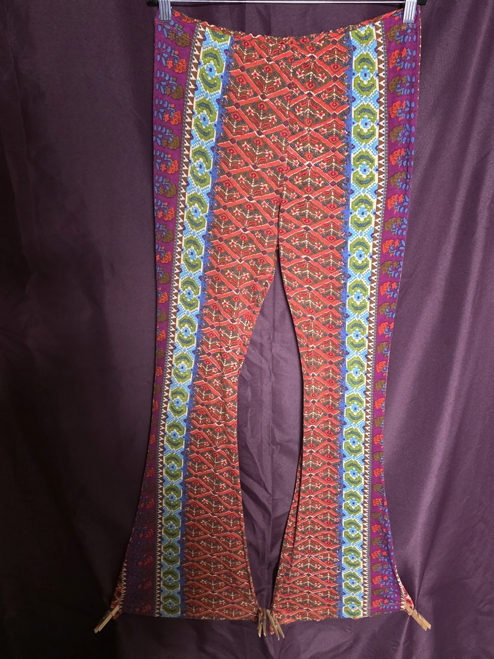Raga pants with red 70s tie-dye bell bottom pants